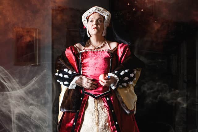 The Katharine of Aragon Festival at Peterborough Cathedral. Lesley Smith as Katharine.