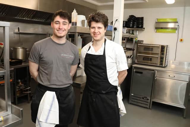 Danny Exton, from the Queen's Head, Bulwick is in the running for a Pub Chef of the Year award. Pictured with James Trevor. Photo: Alison Bagley
