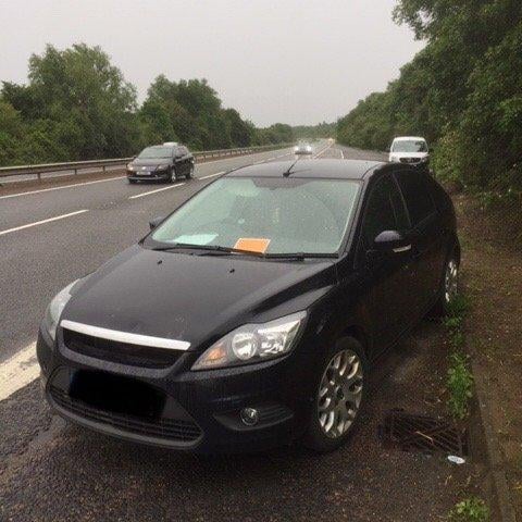 Between 18/6/19 and 24/6/19 abandoned a vehicle in a layby on the A47, Castor