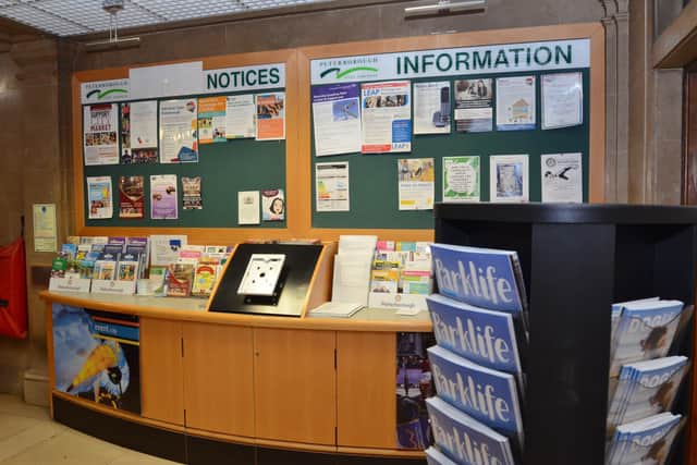 Information area at Peterborough Town Hall EMN-200113-162132009