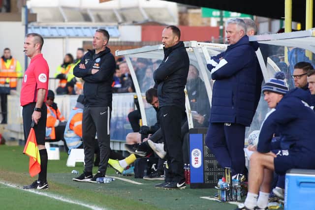 Peterborough United Manager Darren Ferguson watches on from the touchline. Photo: Joe Dent/theposh.com.