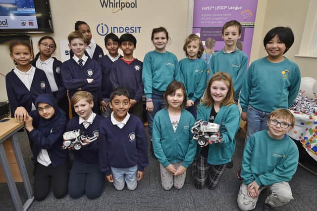 Whirlpool First Lego League for local school taking place at Whirlpool at Morley Way.   Newark Hill Academy and Huntingdon Primary teams EMN-200118-153957009