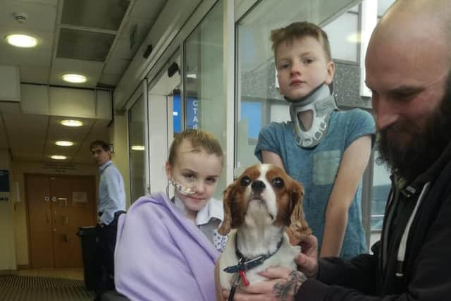 Freya, Zackeri and Chris in hospital