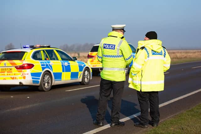 Police at the fatal collision on the A16