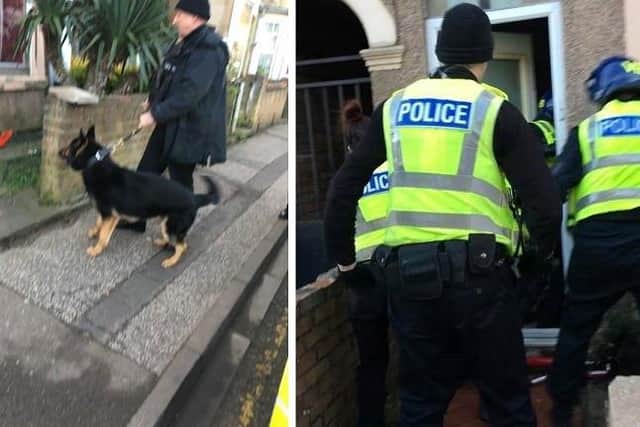 Police carrying out the raid in Star Road. Photos: Cambridgeshire police