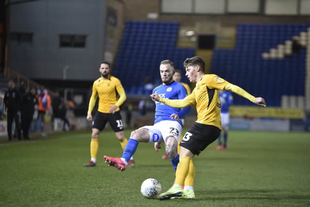 Joe Ward in action for Posh v Southend. Photo: David Lowndes.