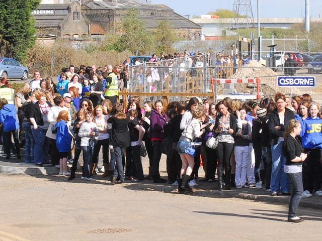 JLS under 18s gig at Club Metro, Peterborough. Queues form outside the club at the 4pm gig.