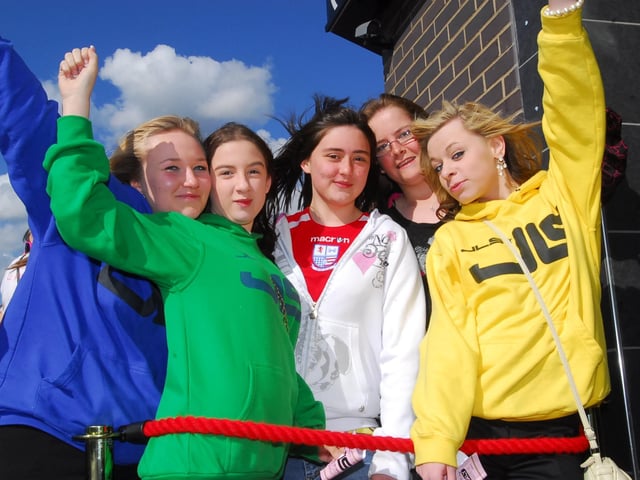 JLS under 18s gig at Club Metro, Peterborough. Friends Poppy Bates, Gemma Day, Beth Bailham, Scarlett Field and Elizabeth Walker at the front of the queue to see JLS. They started the queue at 11am in the morning to be sure of a spot at the front at the 6pm show.