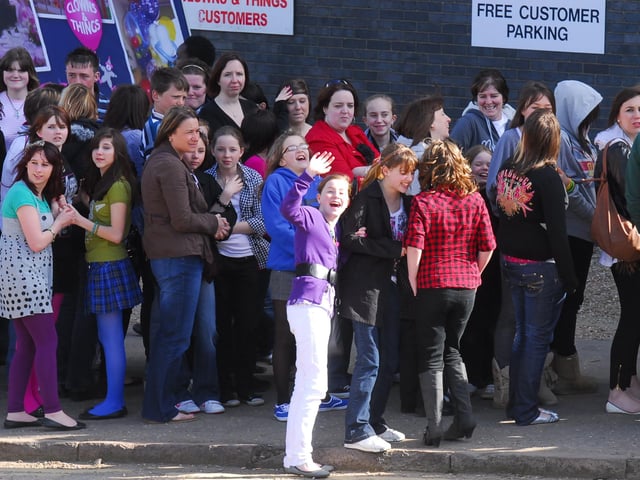 JLS under 18s gig at Club Metro, Peterborough. Queues form outside the club at the 4pm gig.