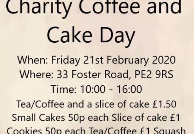 Details of the charity coffee and cake event