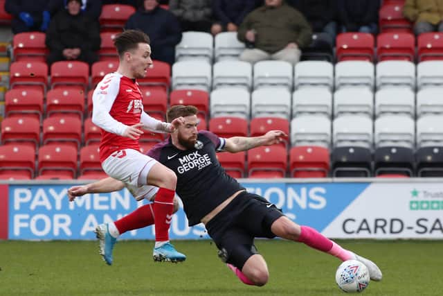 Posh skipper Mark Beevers in action at Fleetwood. Photo: Joe Dent/theposh.com