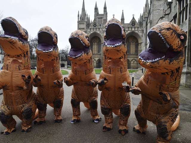Dinosaurs visit Peterborough ahead of a major exhibition at the cathedral