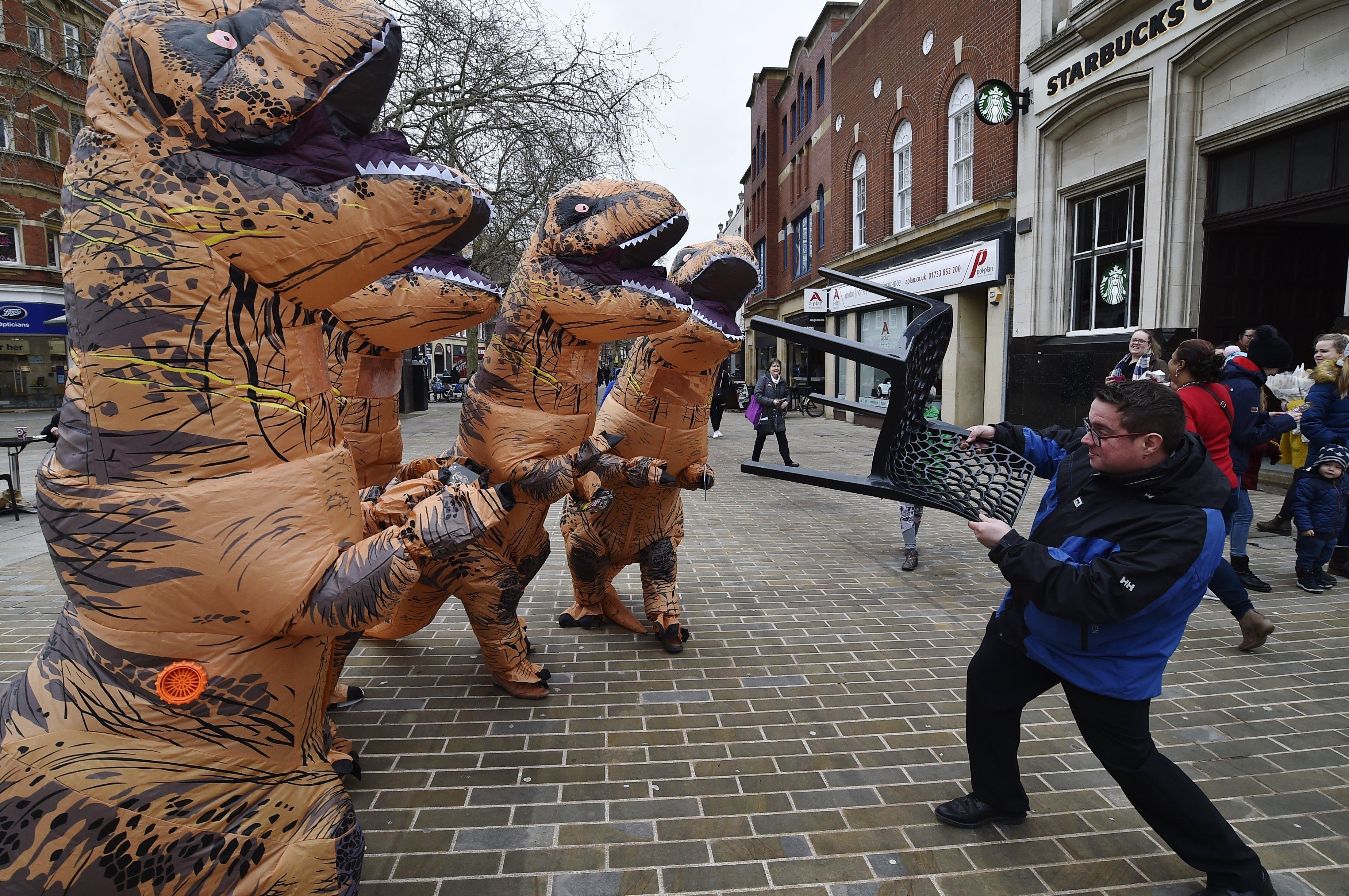 Dinosaurs visit Peterborough ahead of a major exhibition at the cathedral