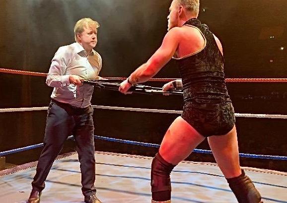 Paul in the ring with Joey Scott. Photo: Paul Bristow