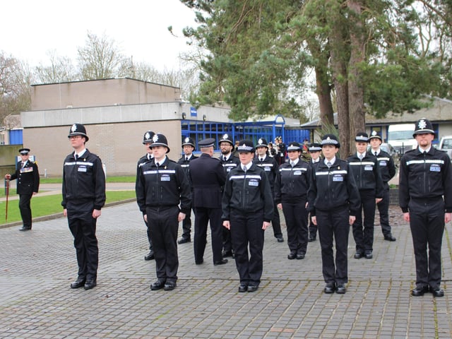 The passing out parade at Cambridgeshire police's headquarters
