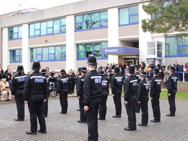 The passing out parade at Cambridgeshire police's headquarters