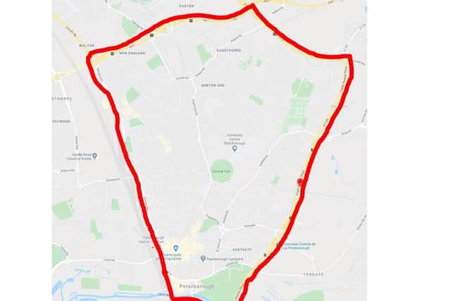 The map of the area covered by the police order