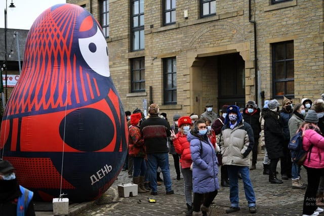 A giant inflatable Russian Matryoshka doll was also spotted. Picture: Jonathan Gawthorpe.