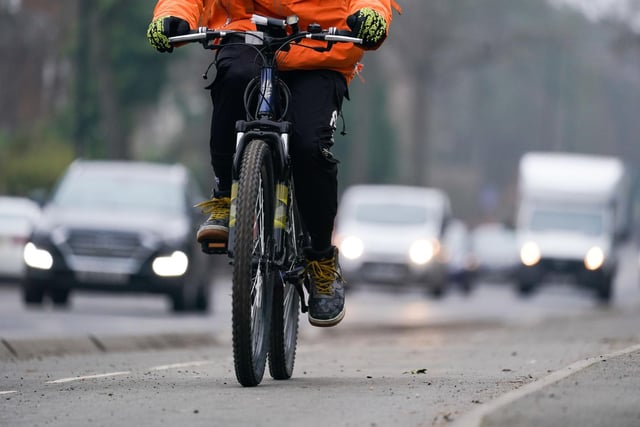 Cyclists should make themselves as visible as possible by riding in the centre of lanes on quiet roads, in slower-moving traffic and at the approach to junctions.