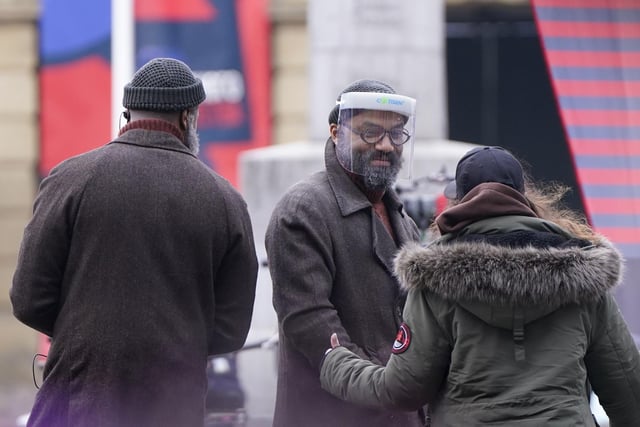 Two stunt doubles for actor Samuel L Jackson, who was spotted in the same location yesterday