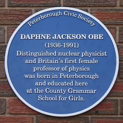 The blue plaque for Daphne Jackson