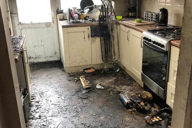 The kitchen area after the blaze