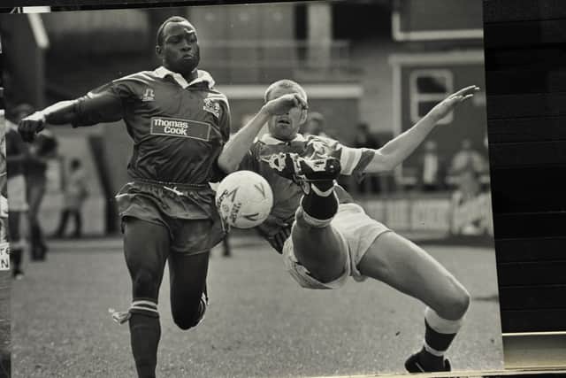 Worrell Sterling (left) in action for Posh.