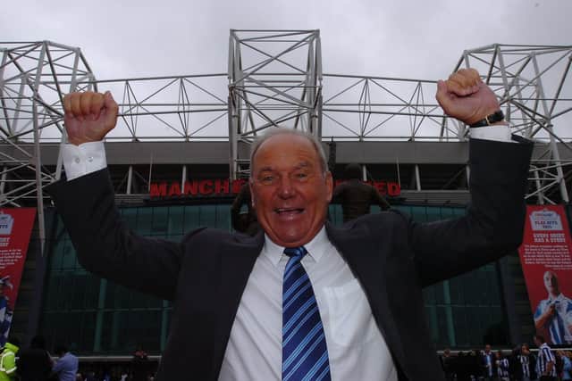Tommy Robson outside Old Trafford ahead of Posh v Huddersfield in the 2011 League One play-off final.