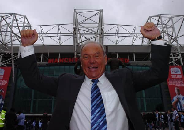 Tommy Robson outside Old Trafford ahead of Posh v Huddersfield in the 2011 League One play-off final.