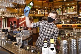 Turtle Bay restaurant at St John's Square open after lockdown. Pictured is  head bar tender Liam Whitney EMN-200407-120702009