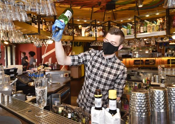 Turtle Bay restaurant at St John's Square open after lockdown. Pictured is  head bar tender Liam Whitney EMN-200407-120702009