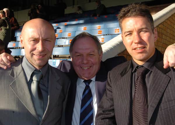Posh manager Darren Ferguson (right) with his assistant manager Kevin Russell (left) and club director of football Barry Fry in 2007.