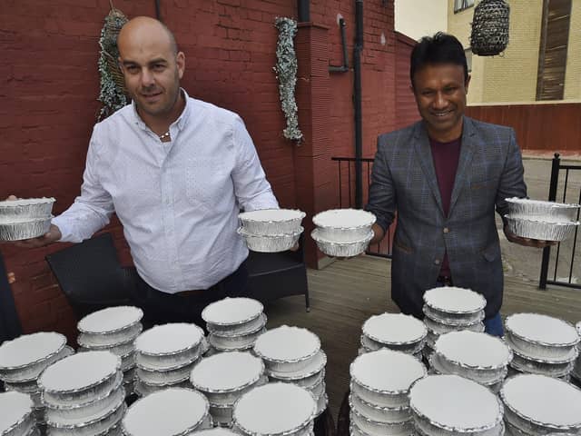 Zillur Hussain from the Zi Foundation and Chavdar Zhelev from the Tavan Restaurant who have since the start of lockdown and the  story in the Peterborough Telegraph , handed out thousand of free meals to the needy with the help of sponsor Rodney Flowers (not pictured).