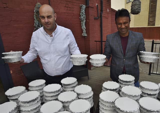 Zillur Hussain from the Zi Foundation and Chavdar Zhelev from the Tavan Restaurant who have since the start of lockdown and the  story in the Peterborough Telegraph , handed out thousand of free meals to the needy with the help of sponsor Rodney Flowers (not pictured).