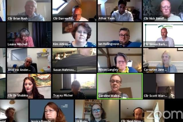 The online Health Scrutiny Committee meeting.