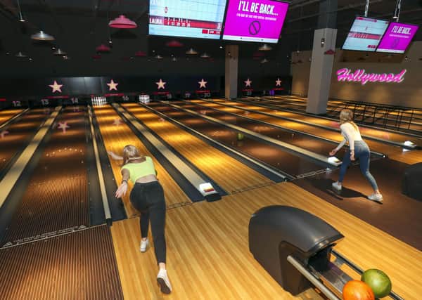 Hollywood Bowling entres will reduce the number of lanes in play by only using alternate lanes to provide extra space between each game taking place. EMN-200907-145433001