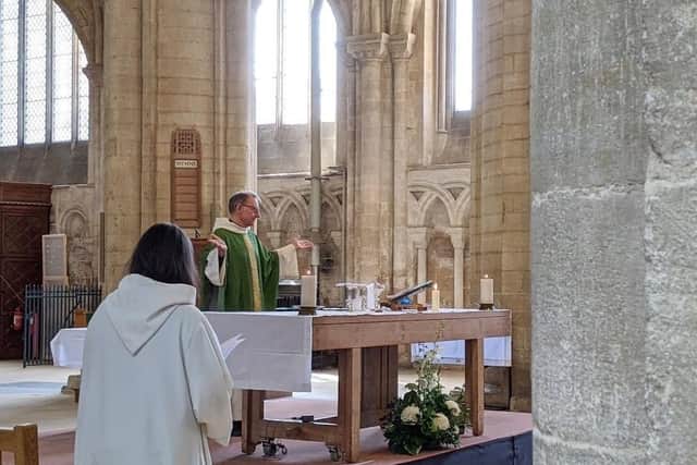 The first service at Peterborough Cathedral after lockdown.