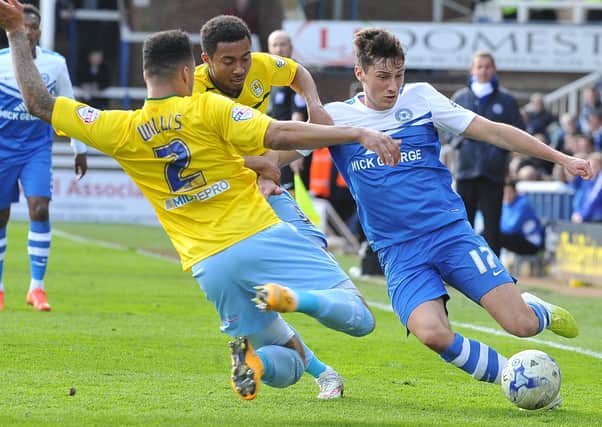 Joe Newell in action for Posh.