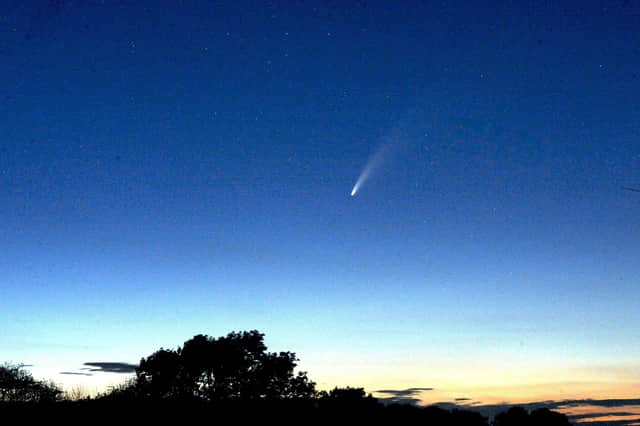 Comet Neowise pictured over Peterborough just after sunset on Sunday evening. Photograph was taken on a 135mm lens, 2 seconds at F2.8 at 3200 ISO using a tripod. EMN-200713-013156009