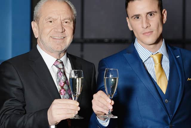 Lord Alan Sugar (left) with  Joseph Valente after winning The Apprentice in 2015
Photo:John Stillwell/PA Wire EMN-151220-223313001