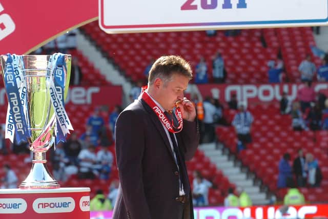 Darren Ferguson in reflective mood after the League One play-off final win over Huddersfield at Old Trafford.