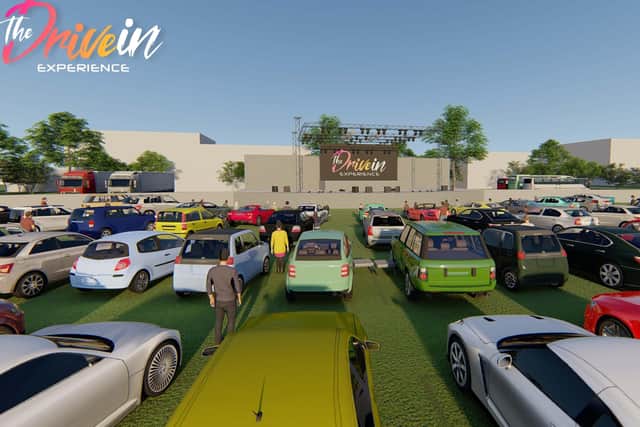 A computer illustration of how the Drive-In Experience will look at the East of England Showground. EMN-200714-172949001