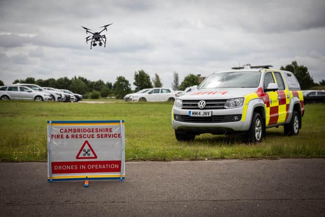 The drones in action. Pic: Cambs Fire and Rescue