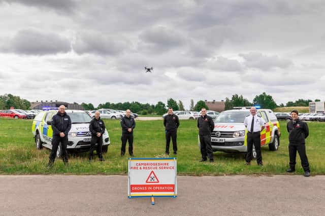 The drones in action. Pic: Cambs Fire and Rescue
