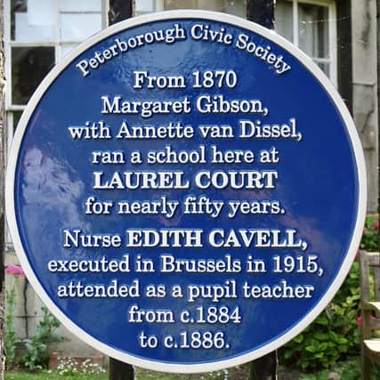 The blue plaque for Laurel Court and Edith Cavell
