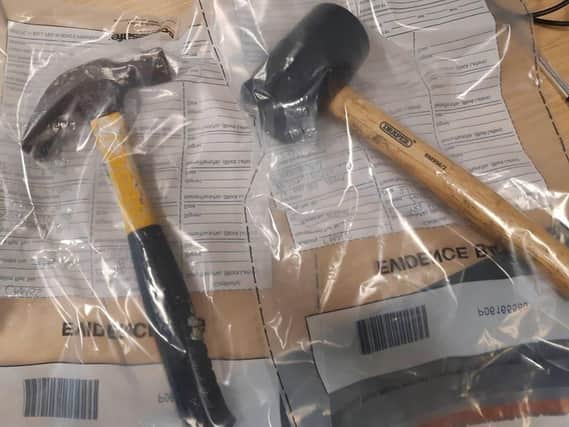 Police issued pictures of two hammers