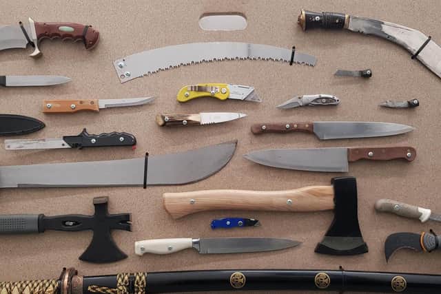 Part of a stash of lethal weapons handed in to police during a knife amnesty earlier this year