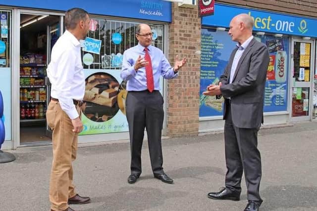 Cllr Simon Bywater, Shailesh Vara MP and Darryl Preston