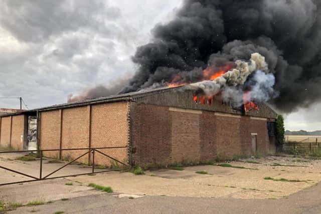 Crews at the scene of the blaze. Pic: Cambs Fire and Rescue
