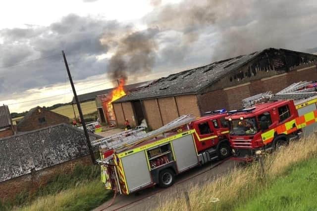 Crews at the scene of the blaze. Pic: Cambs Fire and Rescue